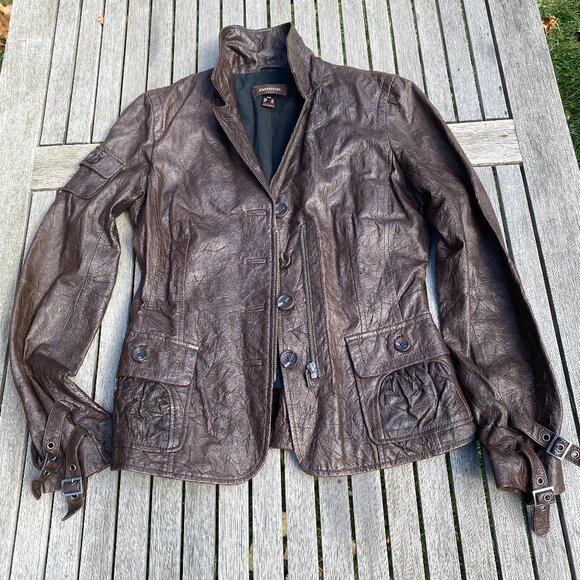Danier Brown Distressed Leather Jacket | Size Small - Picture 6 of 16